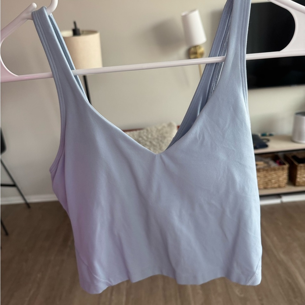lululemon athletica Light Blue V-Neck Crop Top